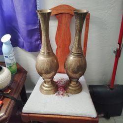 Antique Brass Vases 