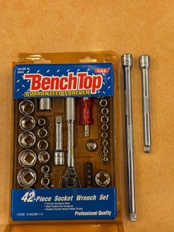 Benchtop 42 Pc  Socket  Wrench Set  1/4-3/8 in drive