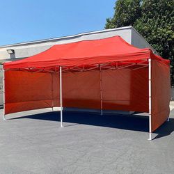 (NEW) $225  Heavy-Duty Black 10x20 FT Canopy with (4 Sidewalls) Ez Pop Up Outdoor Party Tent w/ Carry Bag
