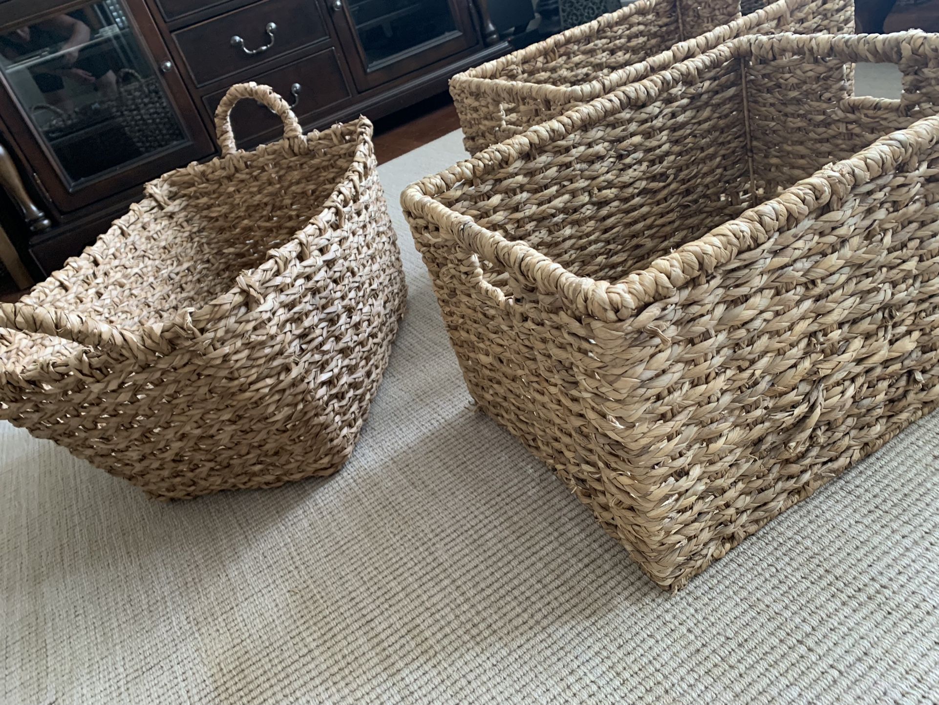 Wicker storage baskets