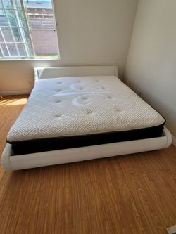 King Size Soft Mattress + Light Grey Bed Frame