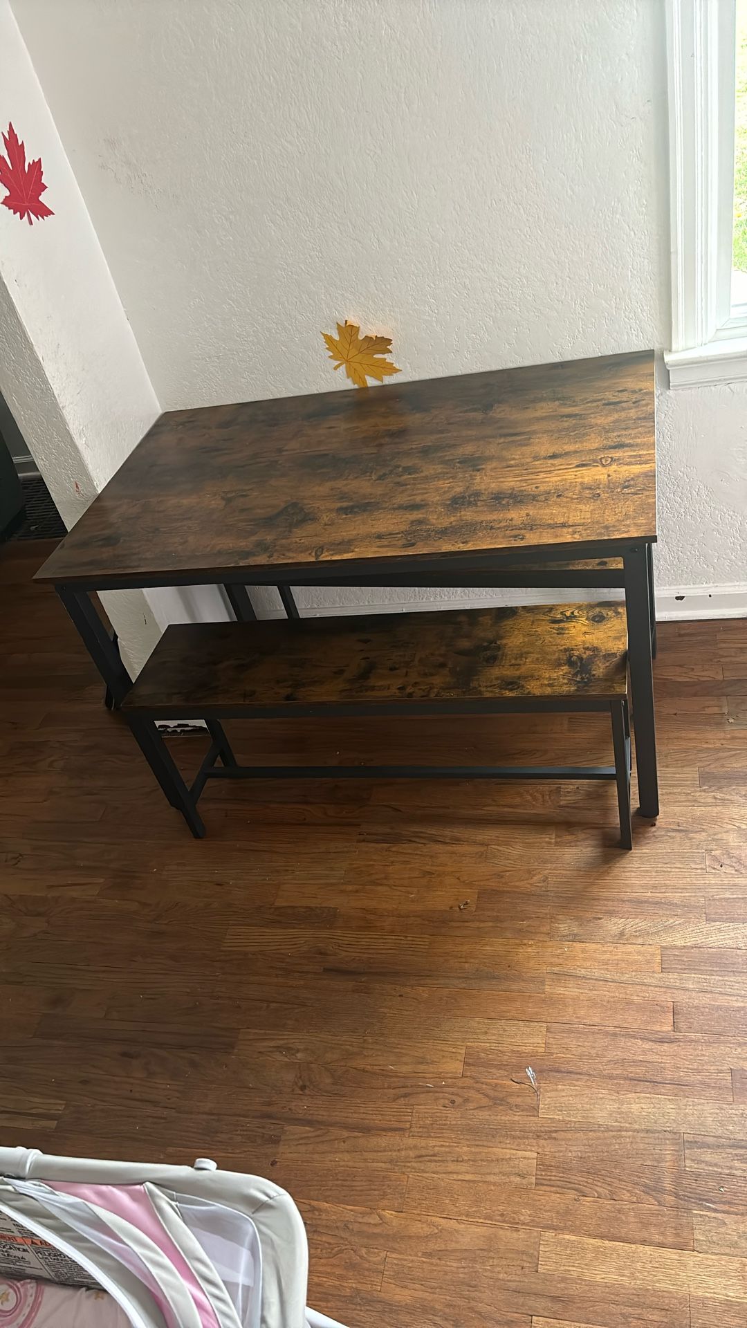 Rustic Table With 2 Benches