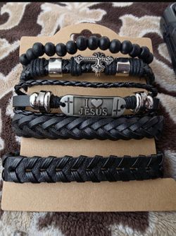 Men’s fashion Black bracelet $7 each $5 each