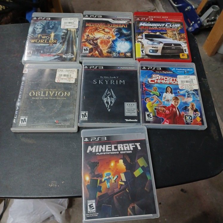 Ps3 Video Games $8 Each Mortal Kombat Minecraft Racing Skyrim
