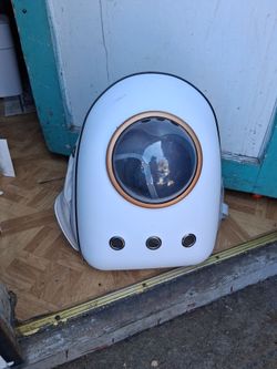 White gold space capsule cat carrier