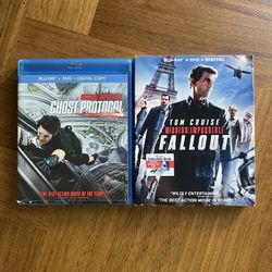 Mission Impossible Ghost Protocol & Fallout Action Blu-ray DVD Movies