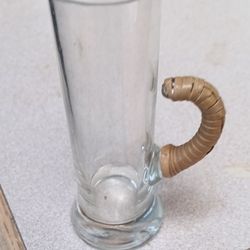 1940s Carl Aubock Shot Glasses With Rattan Wrapped Handles -Set of 12 
