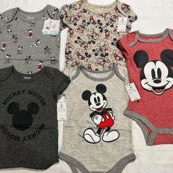Mickey Mouse 5 Pack Body Suit Onesies 