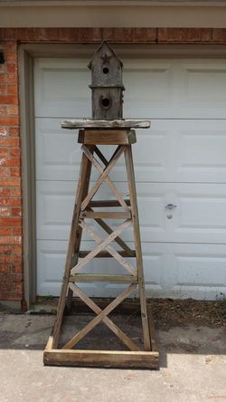 Wooden bird house & stand