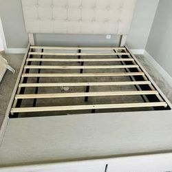 Click Decor Edmond Queen Storage Bed w/ Adjustable Headboard – Beige