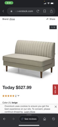 Contemporary Armless Loveseat In Beige