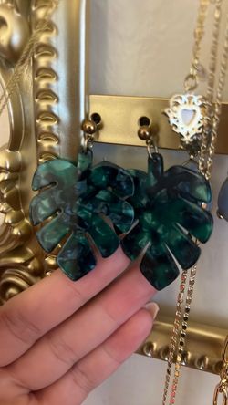Green Monstrous plant earrings