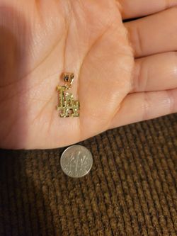 14k Solid Gold Small Diamond Cut Pendant for Women Oro 14k Dije Para Dama