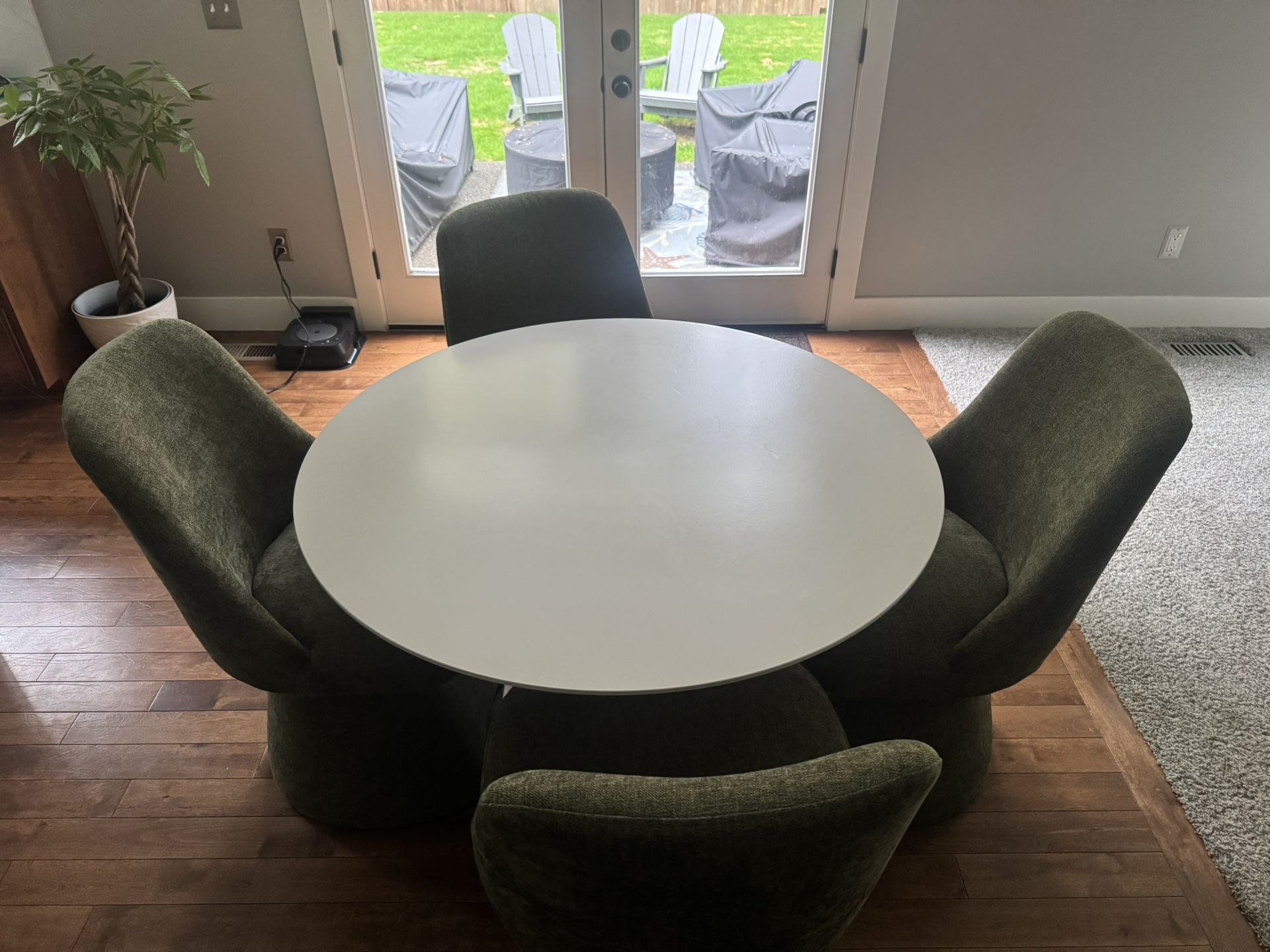 Room And Board Round White Wood Dining Table 