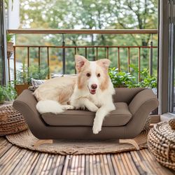 Modern Pet Couch for Dogs, Leather Pet Bed for Medium & Small Sized Animals, Suitable for Living Room, Bedroom, Balcony