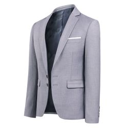 Mens Slim Fit Blazer Jacket Two-Button Notched Lapel Casual Suit Jacket