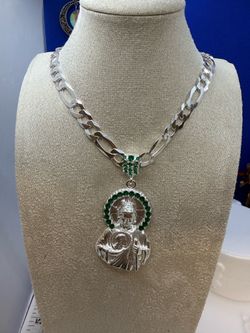 925 sterling silver 24” chain and pandant solid Italian chain pendant Mexican cadena y dije de plata 24” solido
