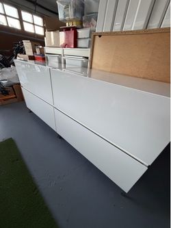 High gloss white file cabinets -set of 2