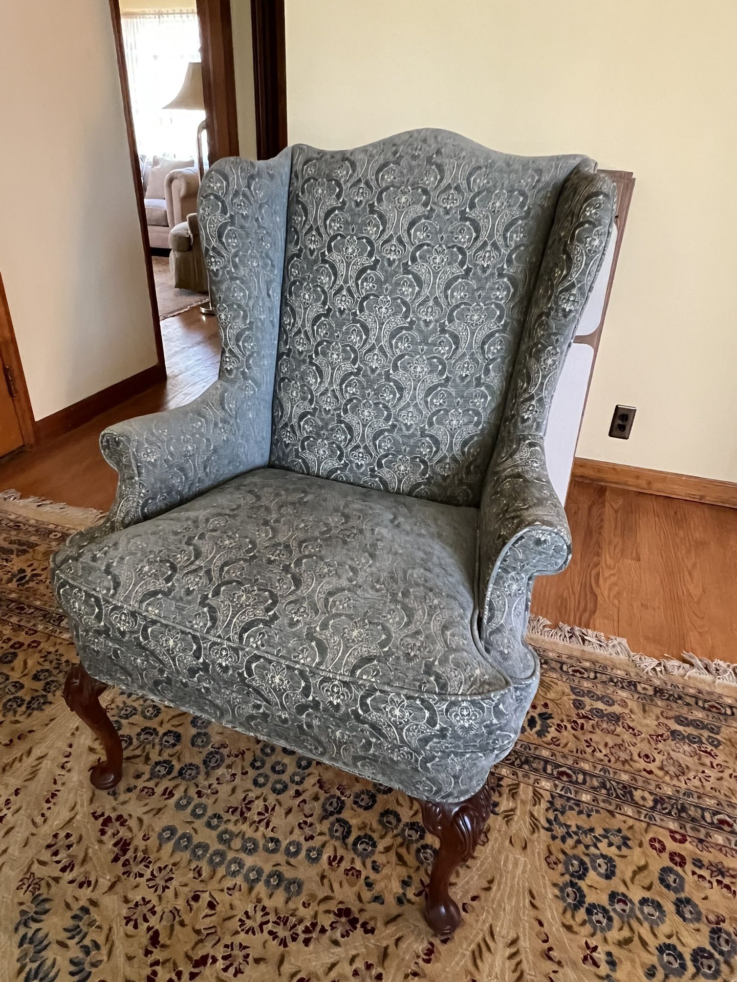 Vintage Wingback Upholstered Chair