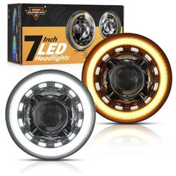 Auxbeam 7 Inch LED Headlights Black H6024 with DRL & Turn Signal & Start-up Gradient Welcome Light Replacement for 1 Jeep Wrangler JK JKU TJ L