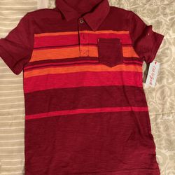 Boys Orange And Red Polo Collared Shirt New 