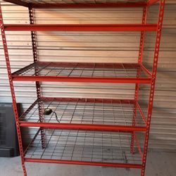 Muscle Rack Red Steel Shelving Unit with Wire Decking 48" W x 24" D x 78" H