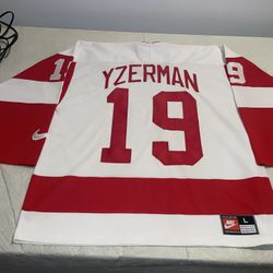 Nike Steve Yzerman Detroit Red Wings Jersey Mens Large Mic Sewn Clean White Vtg