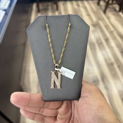 N pendant and chain 