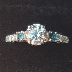 14k White Gold .80 Center Diamond 1/2 Carat Wedding Band Included 