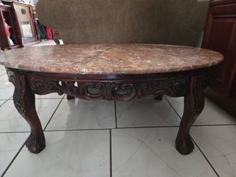 Oval Coffee Table with One Side Table