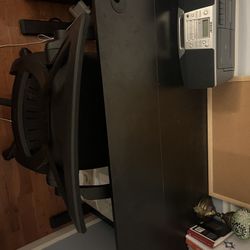 Black Electric Stand Up Desk And Desk Chair 