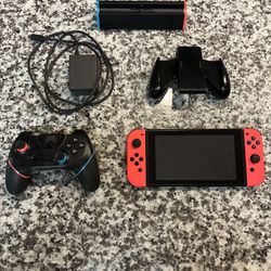 Nintendo Switch With 3rd Party Dock And Controllers