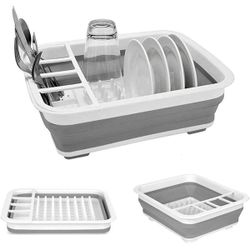 Collapsible Dish Drying Rack Portable Dish Drainer Dinnerware Organizer for Kitchen RV Campers Storage