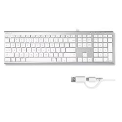 Macally Wired Keyboard for Mac (Upgraded Dual USB A + C Plug) - USB C Keyboard - Ultra Slim, 20 Shortcuts, 110 Scissor Keys - Compatible with Apple Ma