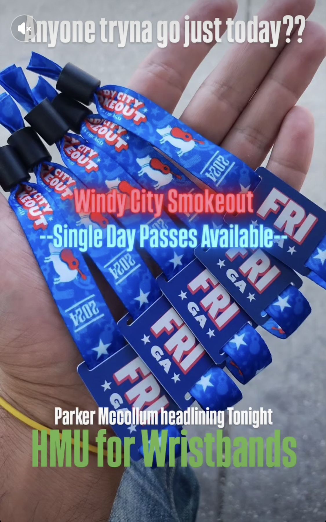 Windy City Smokeout 2024 Friday Wristbands ONLY MEETING AT THE BOX OFFICE!! $75 EACH 
