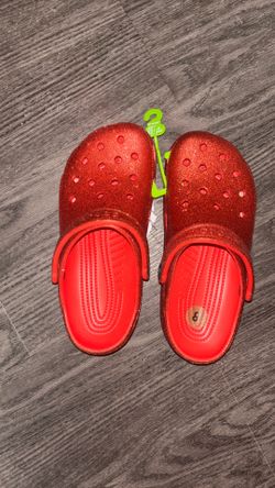 Red glitter crocs
