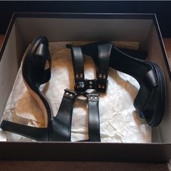 IOB Women's Gucci Leather Sandals Black Size 36 (6)