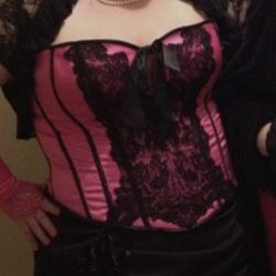 $20 Women's 3X/4X Hot Pink and Black Corset