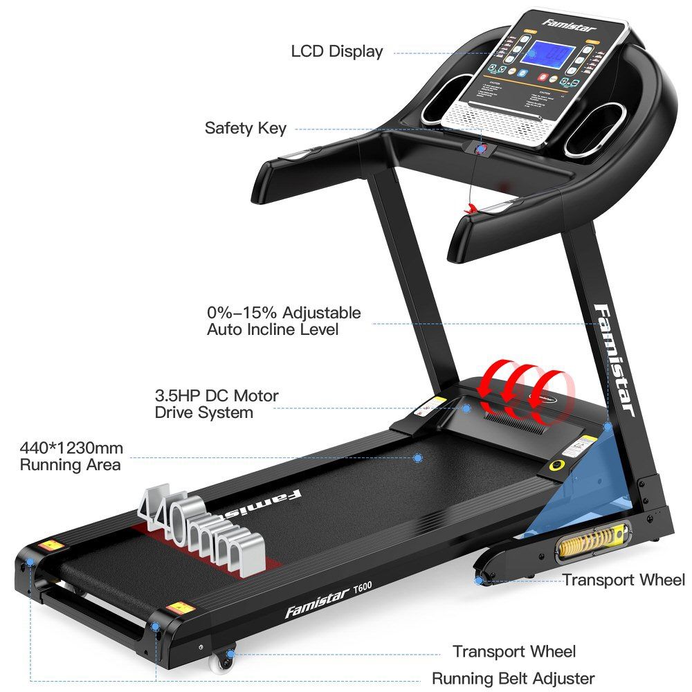 Famistar T600 Electric Folding Treadmill with Shock