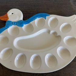 Baker, Hart & Stuart Goose Egg Plate Blue Ribbon From Mervyn’s in Box 