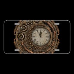License Plate Novelty Car Front Clock Time Time Of Fantasy Steampunk