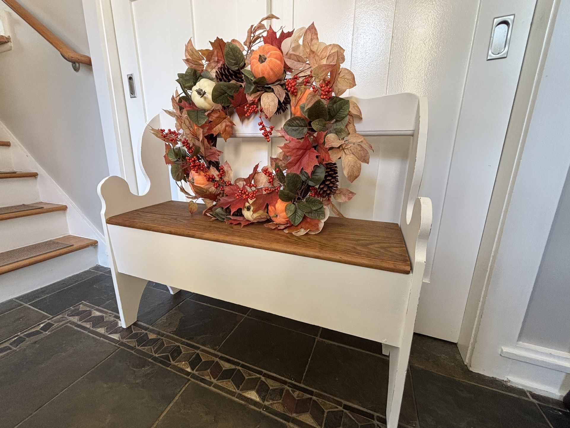 Handmade Farmhouse Entryway Storage Bench – Solid Wood