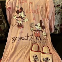 Women's Disney Nightgown and Matching Slippers  Brand New with Tags L/XL Nightgown  L slippers 