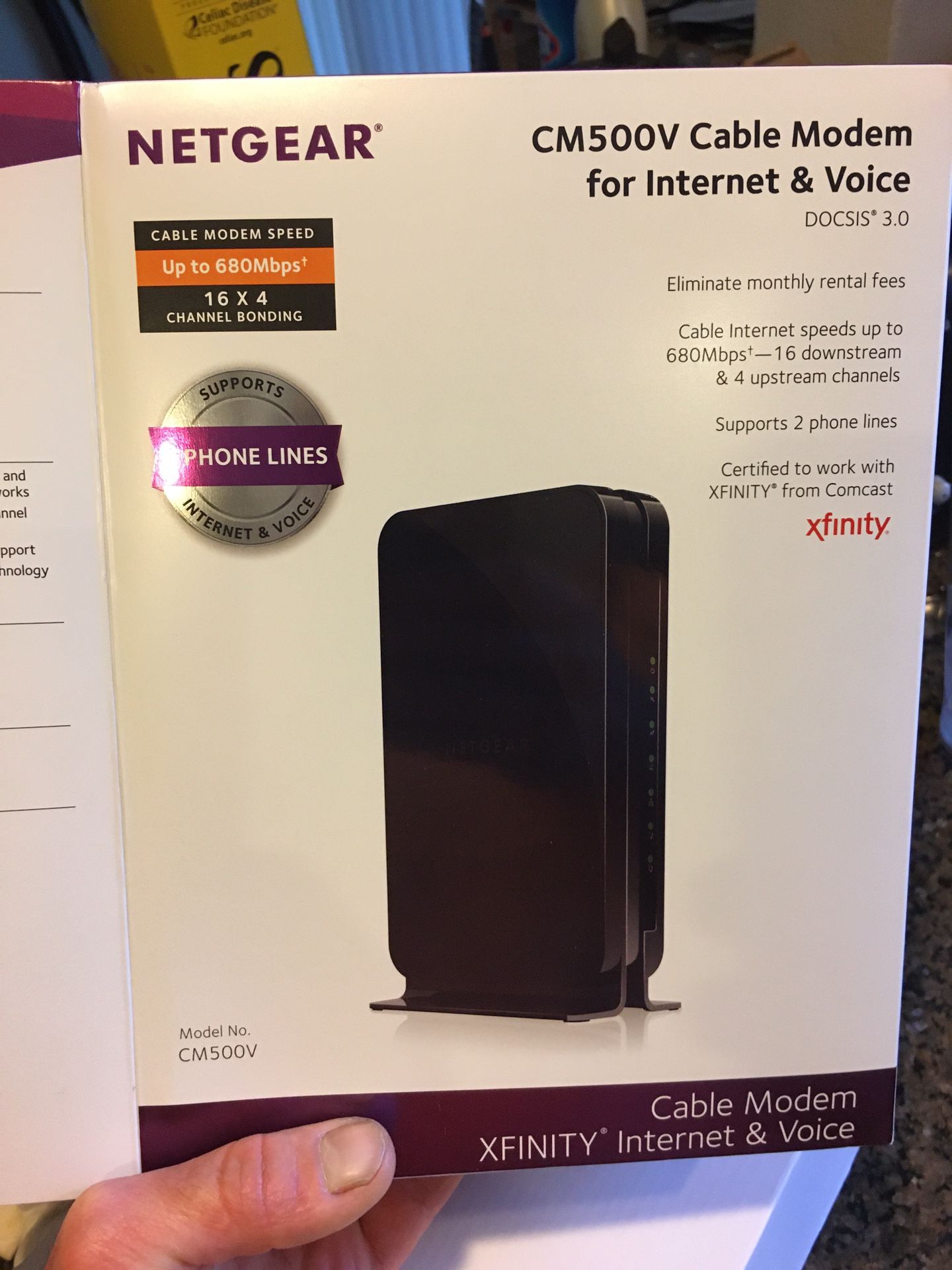 NETGEAR Cable Modem with Voice CM500V - For Xfinity by Comcast Internet & Voice | Supports Cable Plans Up to 300 Mbps | 2 Phone lines | DOCSIS 3.0