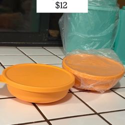 Tupperware Orange Bowls With To Go Lid 