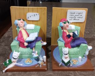 Vintage Hallmark shoe box Maxine bookends set:2 John Wagner comic characters 1990's