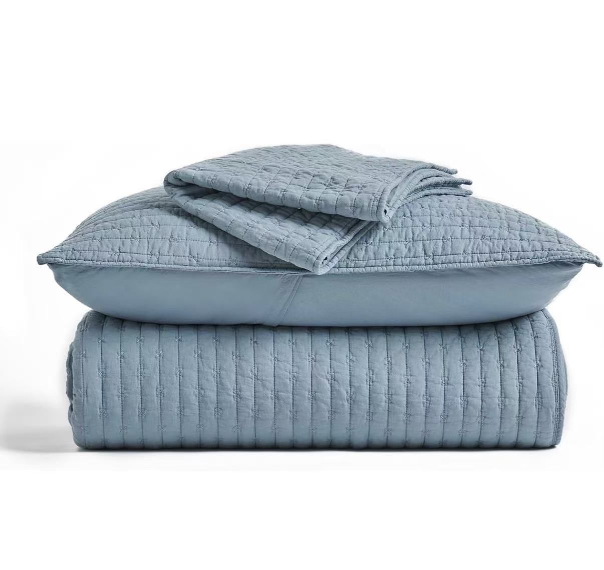 Pre-Washed Cotton Quilt Bedding Set King Size, Oversized 3 Pieces Lightweight Bedspread Coverlet for All Season, with 2 Matc