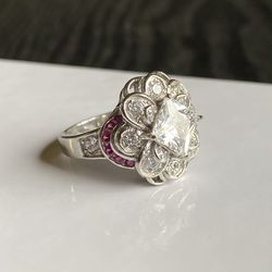 Ring solid sterling silver 925 ring pink sapphire