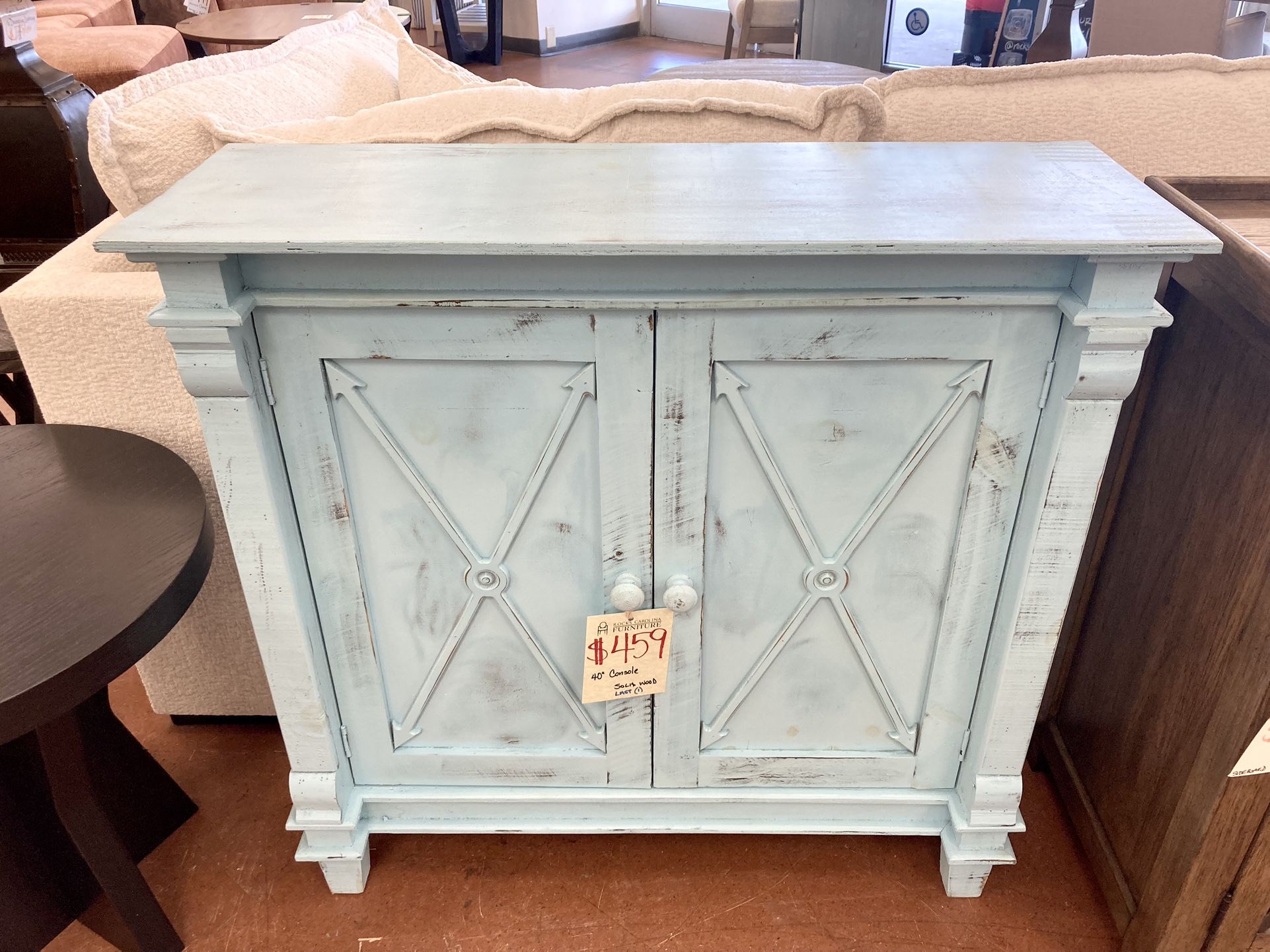 New 40” Blue Console — Solid Wood