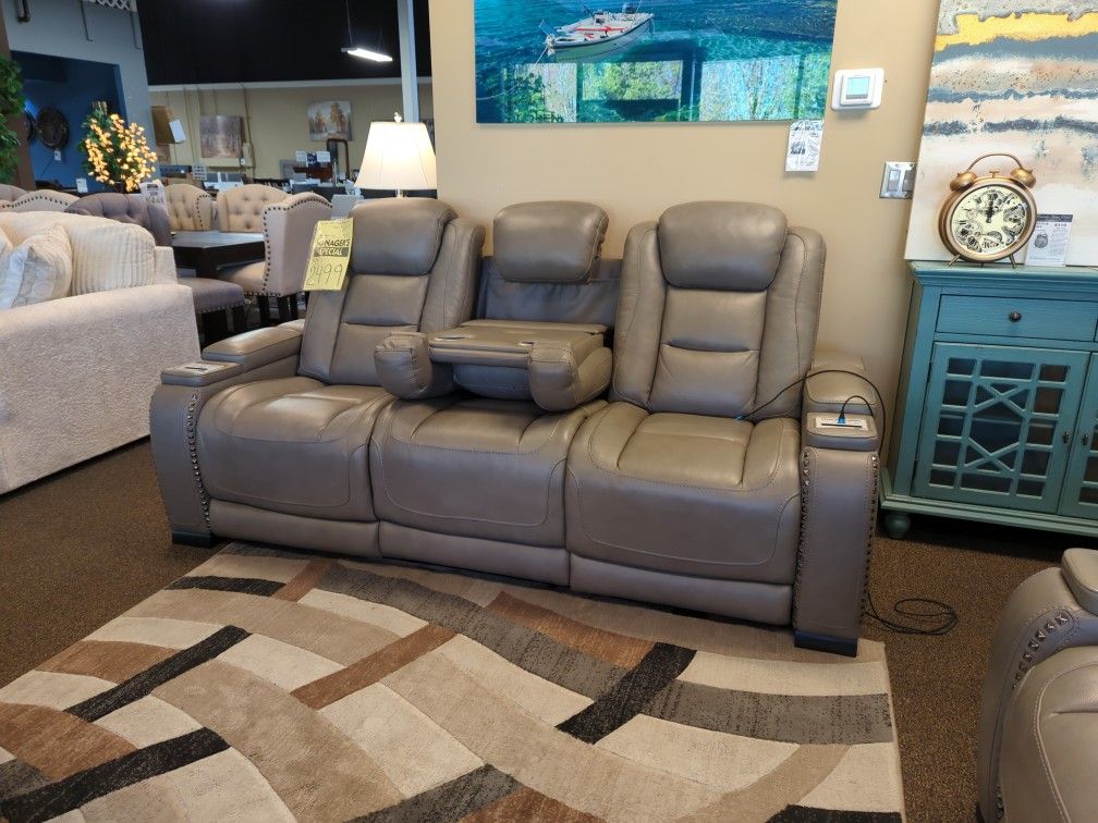 Power Reclining Sofa Real Leather New